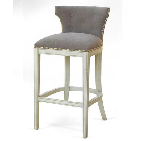 Transitional Counter Stool with Nailheads and White Finish